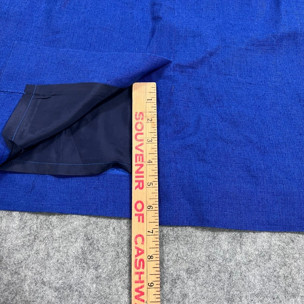 Gemma Kahng Vintage Blue Linen Knee Length Straight Pencil Skirt Women's Size 10 - Picture 5 of 6